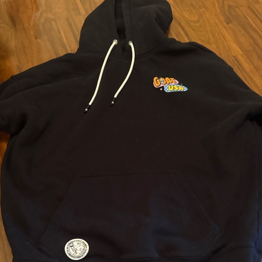 GOAT USA Black Crewneck Hoodie with Chest Logo
